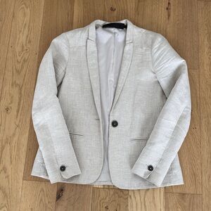 JENNI KAYNE Linen Blend Boy Blazer In Natural size XS